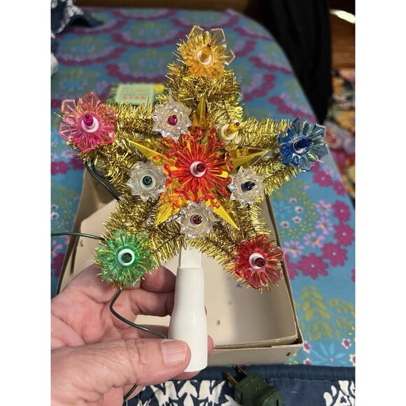 Vtg New Old Stock YULE GLO 11 Light Tree Top Star Perfect Condition Extra Bulb - Picture 5 of 13